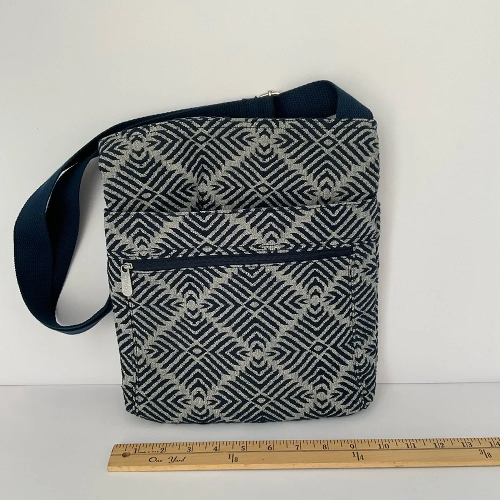 Thirty-One Stylish Navy and Gray Patterned Women's Brocade Crossbody Bag - Picture 7 of 12